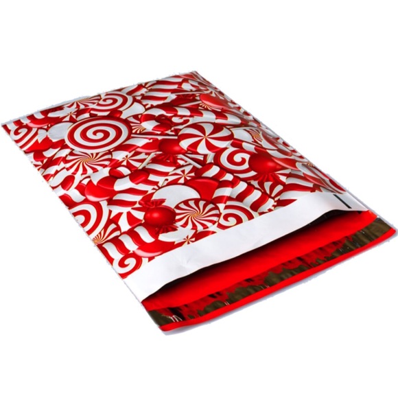 (20) 10 X 13 Candy Cane Flat Poly Mailers - Picture 2 of 4
